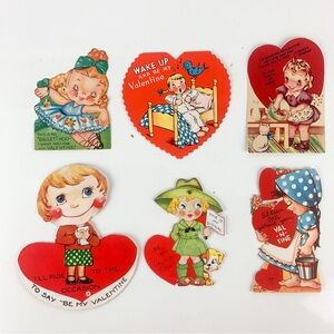 Vintage Valentine Day Cards Signed Lot of 6 Girl Scout Teacher Ballet Baker Bird